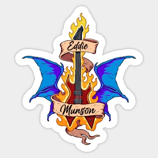 Eddie Munson`s Fiery Guitar Sticker